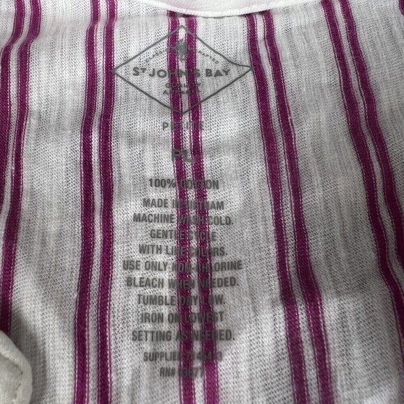 St Johns Bay Petite Large PL Pink Stripe Cap Sleeve V-Neck Pullover Shirt NEW - Picture 3 of 7